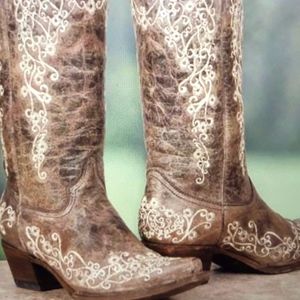 Ladies Corral Crater Bone embroidered Boots